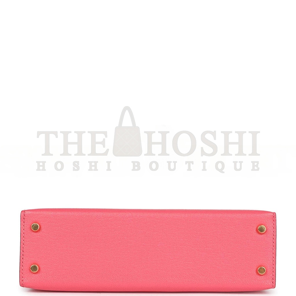 H**me5 MINI KELLY II SELLIER ROSE AZALEE CHEVRE MYSORE GOLD HARDWARE (19*12*5.5cm) Master Quality